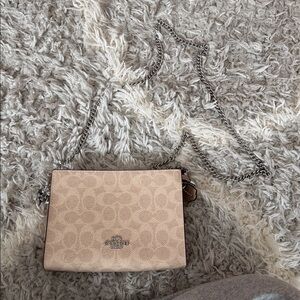 Coach Tan crossbody bag with Silver Chain